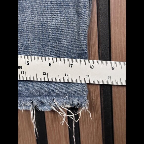 Reformation Jeans 25 Womens Blue Straight Frayed Distressed High Rise Ankle - Picture 6 of 9